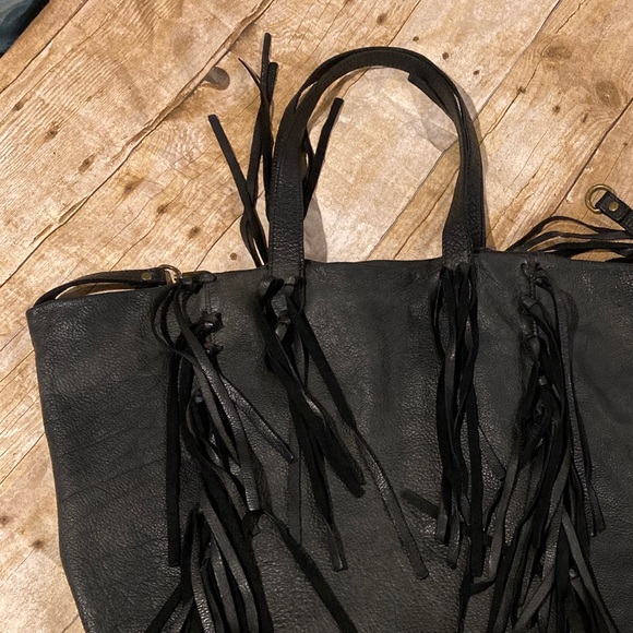 Monserat De Lucca Brizna Shopper Fringe Tote Bag Shoulder Purse Dark Green - Picture 6 of 16